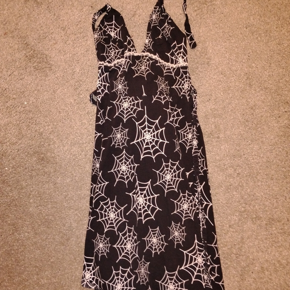 Black Dress with White Spider Web Pattern - Picture 1 of 2